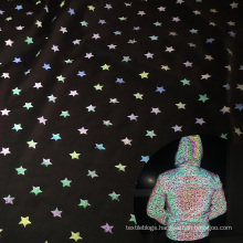 reflective neon star printed tricot knitted shiny sportswear polyester fabric